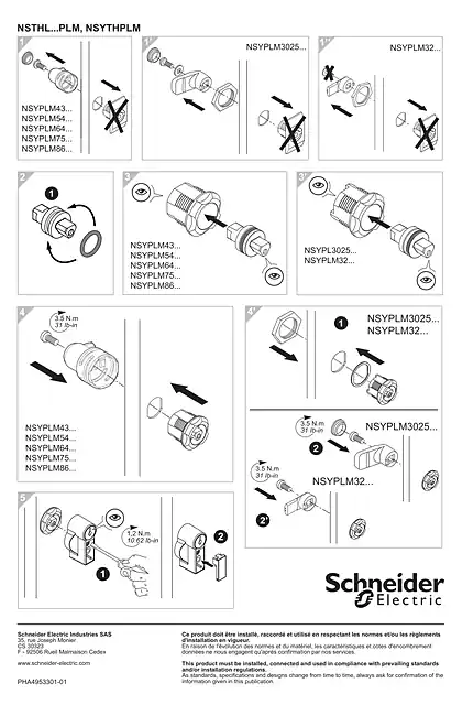 schneider施耐德Thalassa PLM General Instruction for external handle with barrel & key